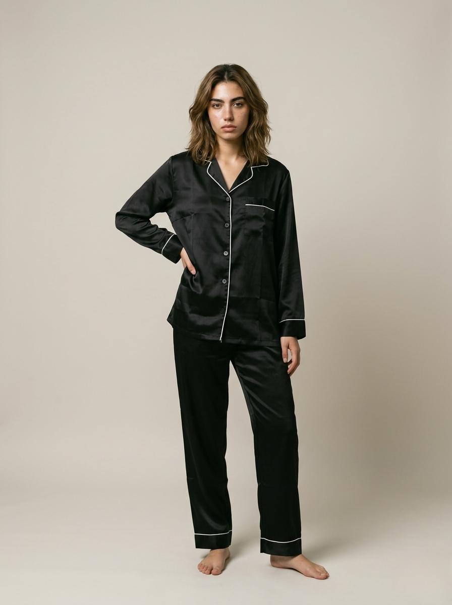 Full Sleeve & Trouser PJ Set - Black