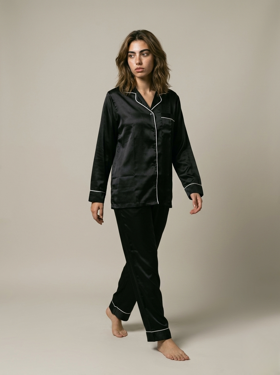 Full Sleeve & Trouser PJ Set - Black