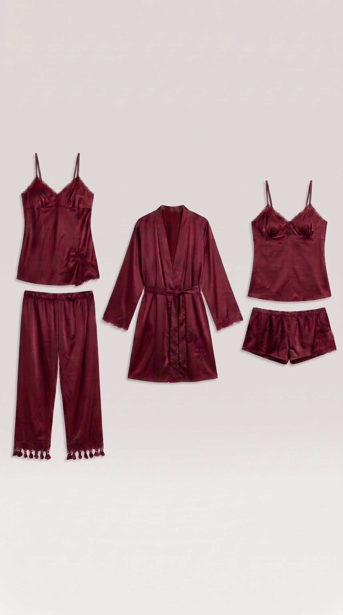 5-Piece Nighty Set - Maroon