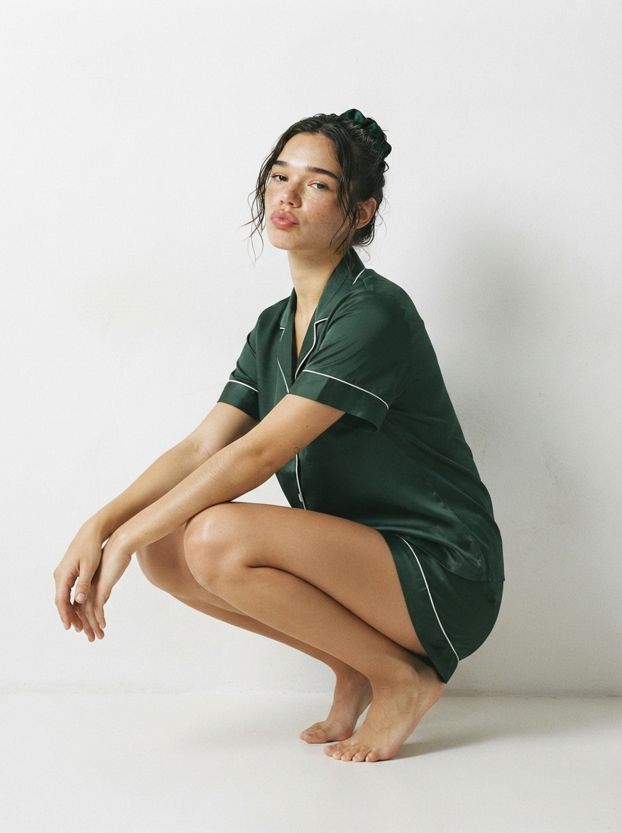 Half Sleeve & Shorts PJ Set - Green