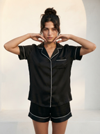 Half Sleeve & Shorts PJ Set - Black