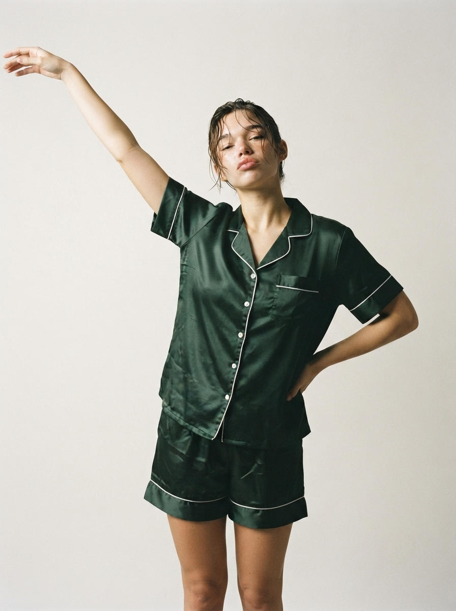 Half Sleeve & Shorts PJ Set - Green