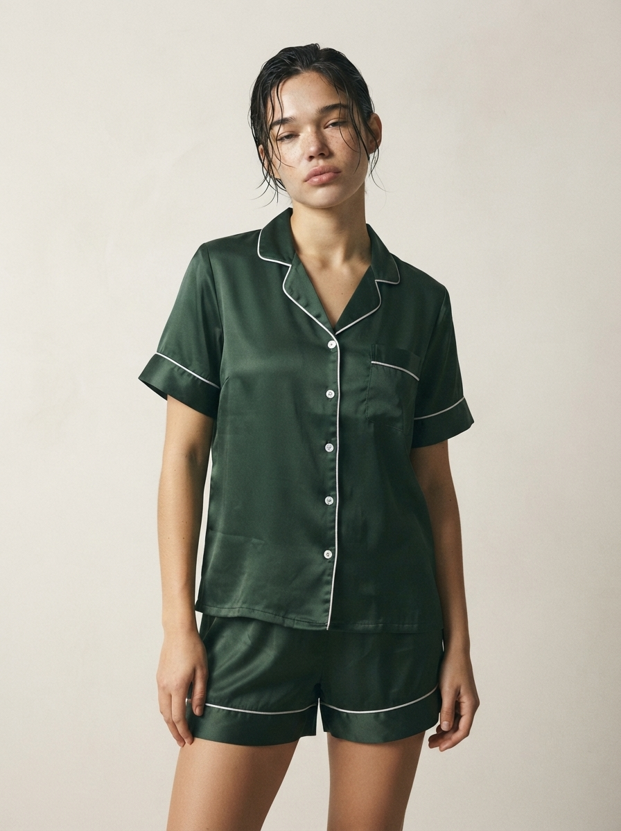Half Sleeve & Shorts PJ Set - Green
