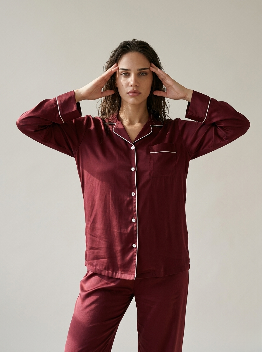 Full Sleeve & Trouser PJ Set - Maroon