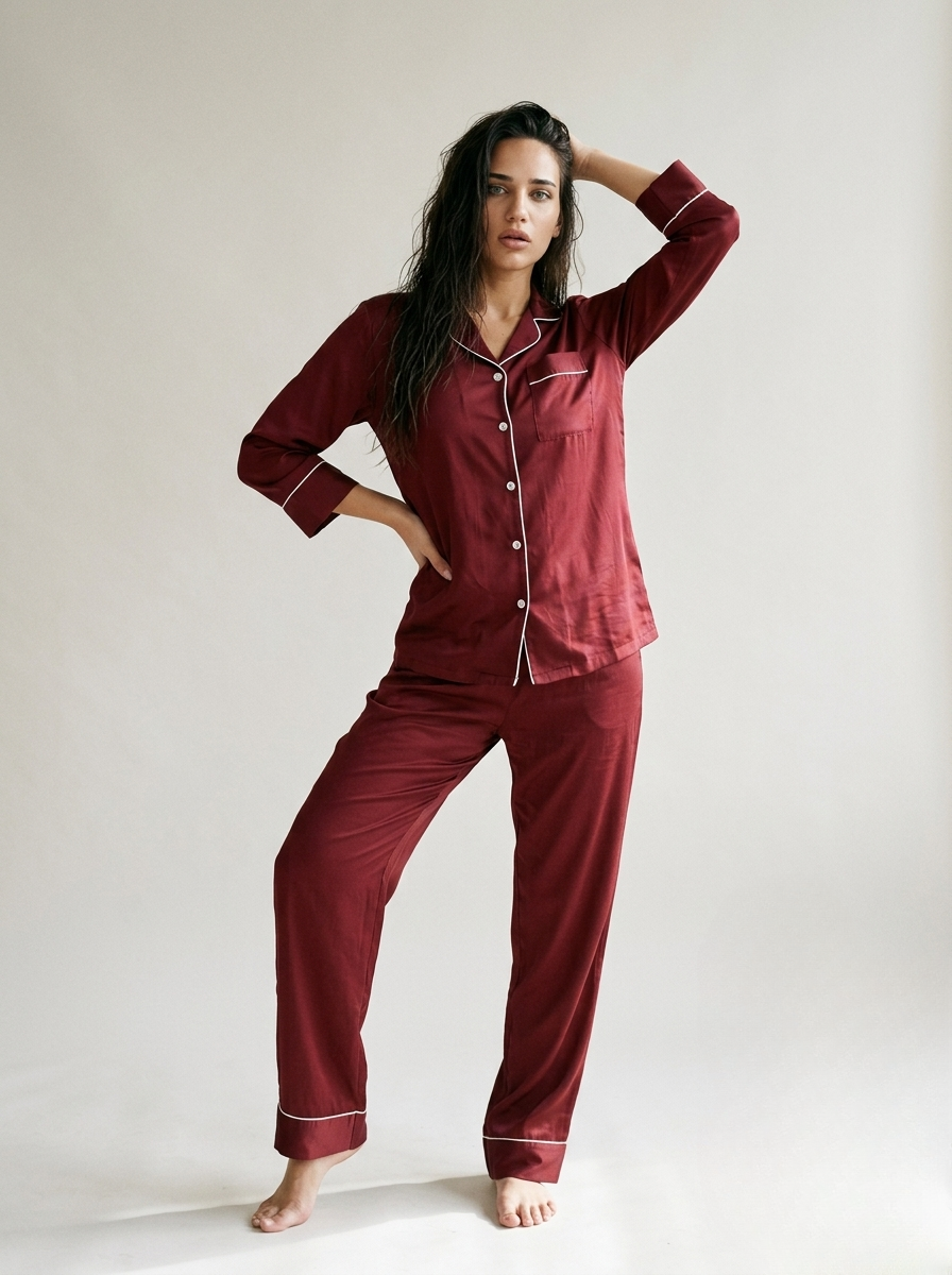 Full Sleeve & Trouser PJ Set - Maroon