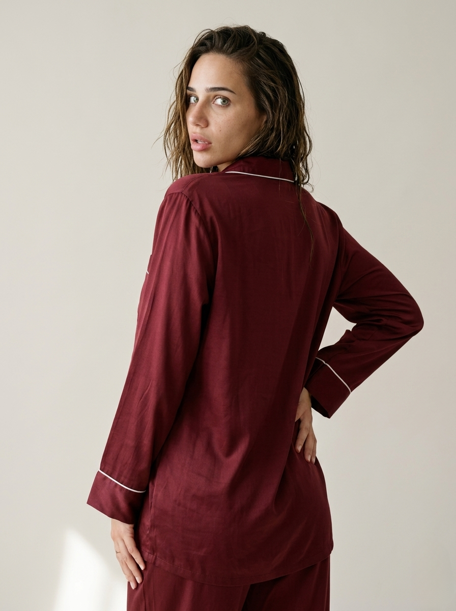 Full Sleeve & Trouser PJ Set - Maroon