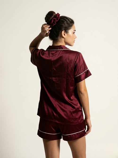 Half Sleeve & Shorts PJ Set - Maroon