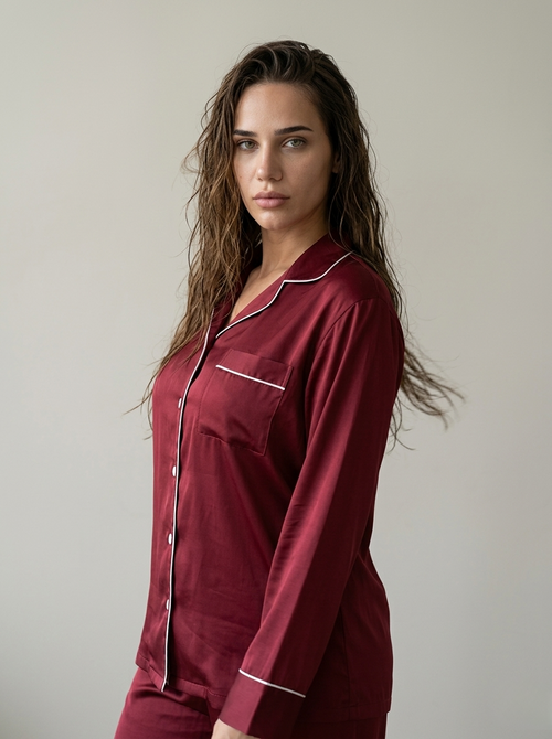 Full Sleeve & Trouser PJ Set - Maroon