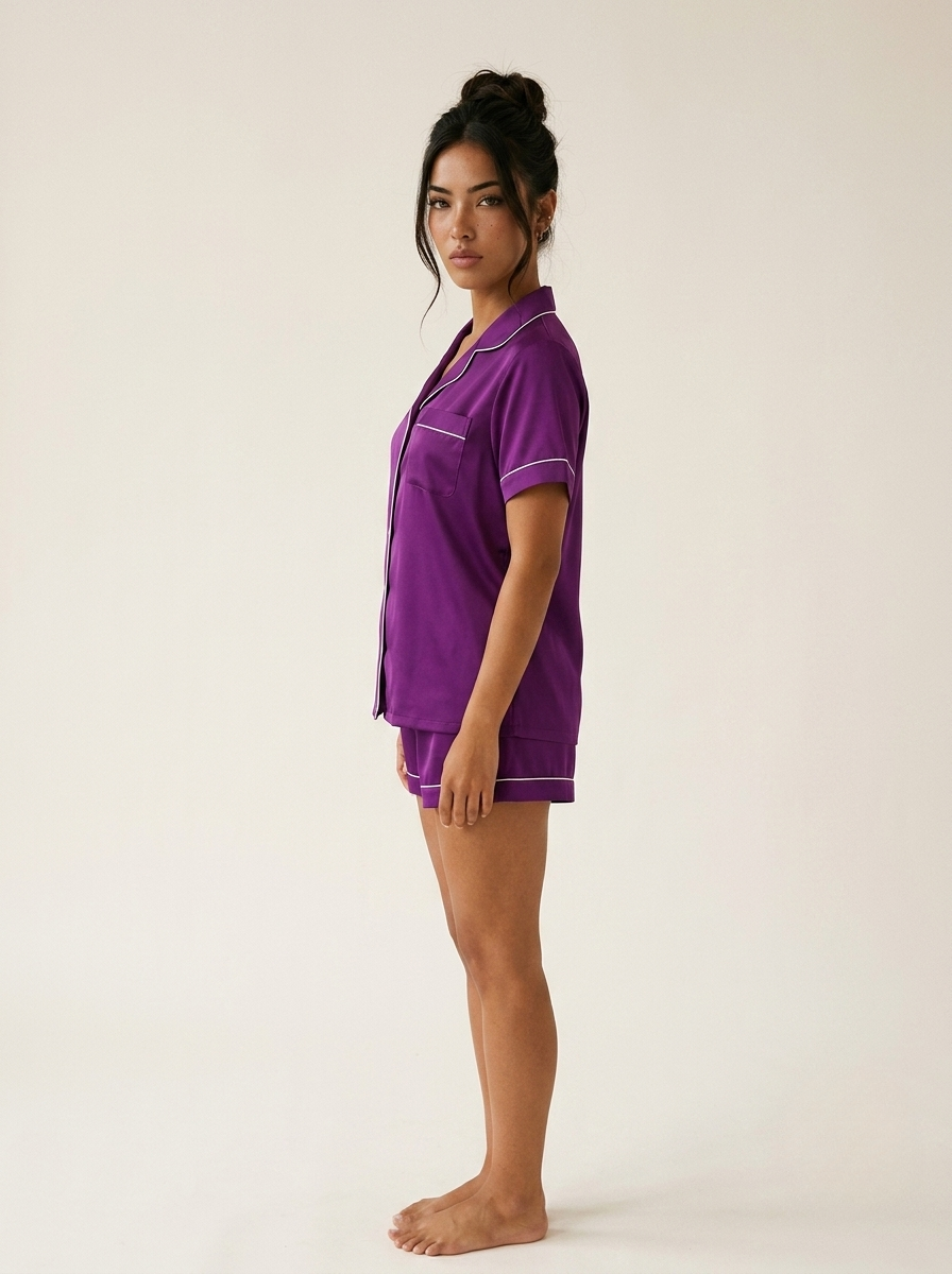 Half Sleeve & Shorts PJ Set - Purple