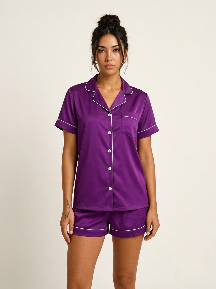 Half Sleeve & Shorts PJ Set - Purple