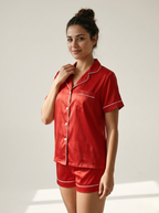 Half Sleeve & Shorts PJ Set - Red