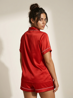Half Sleeve & Shorts PJ Set - Red
