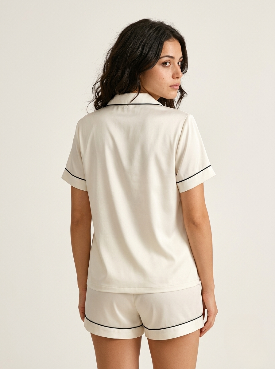 Half Sleeve & Shorts PJ Set - White