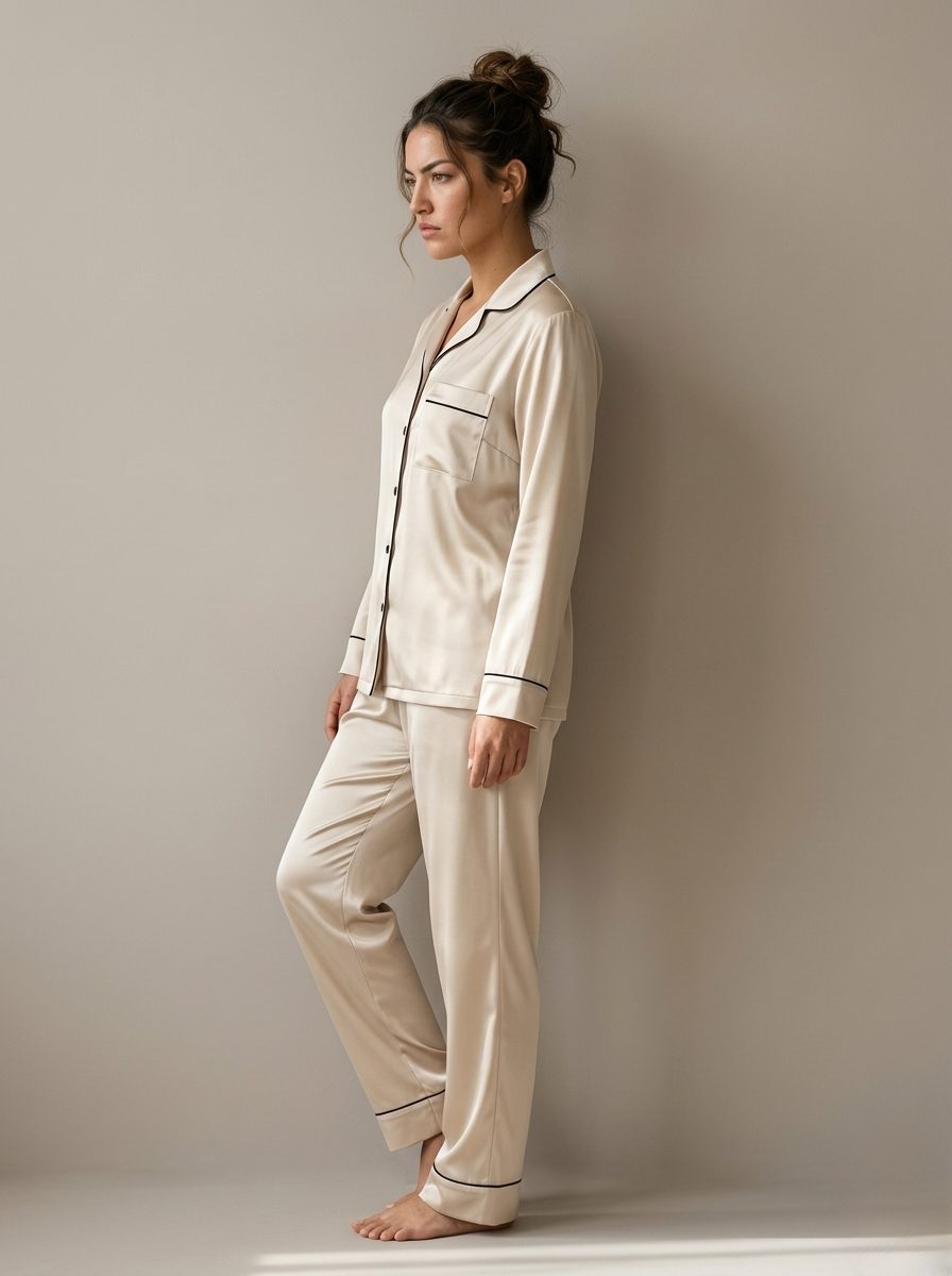 Full Sleeve & Trouser PJ Set - White
