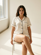 Half Sleeve & Shorts PJ Set - White